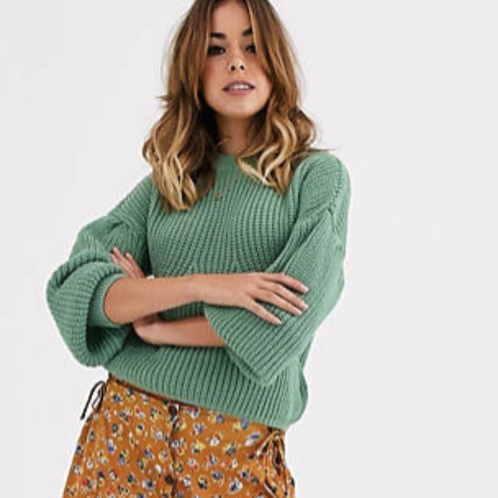 Nobody's Child Teal Balloon Sleeve Knitted Sweater